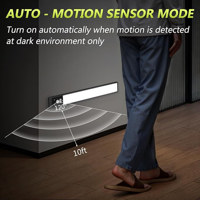 Mpotmiy 2 Pack 12" Under Cabinet Lights with Digital Display,2200mAh Rechargeable Motion Sensor Light Indoor,3 Color Temperatures, Magnetic Dimmable Closet Lights, Under Counter Light for Kitchen
