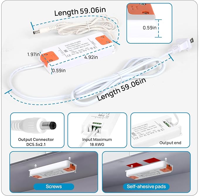 Litever Kitchen Under Cabinet Lights Plug in. Slim. Super Bright. 21W. Dimmable. 1 Remote Controls Multiple Lighting Kits Synchronously. for Kitchen Cabinet Light, Counter Lights, Warm White 3000K.