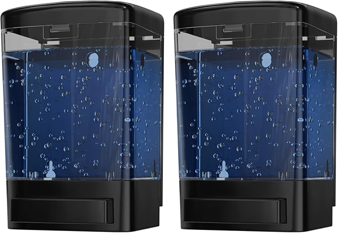 Commercial Soap Dispenser Wall Mount for Bathroom (2-Pack), Wall Mounted Hand Soap/Sanitizer Dispenser for Home or Business (Black), by EnBath
