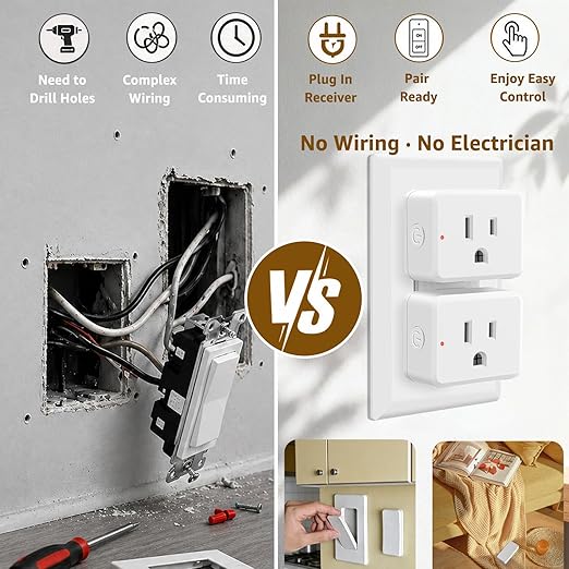 NineLeaf Slim WiFi Smart Plug w Switch, Remote App Control, 15A/1500W, Compatible with Alexa/Google Home via Tuya, Compact Design Control Anywhere,Timer/Schedule, TUV FCC, 2.4G Only(1Remote 4Outlets)