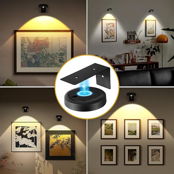 3pack Battery Picture Lights for Wall ,Painting Light Rechargeable with Remote&Motion Sensor 2in1,Wireless Display Art Light Dimmable,Led Accent Wall Light Highlight Picture with 3 CCT for Gallery
