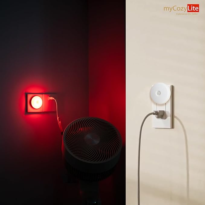 myCozyLite Red Motion Sensor Night Light, Red Light for Sleep, Night Lights Plug into Wall, Automatic ON Off, 2 Pack Motion Night Light for Bedroom, Bathroom, Kitchen, Hallways