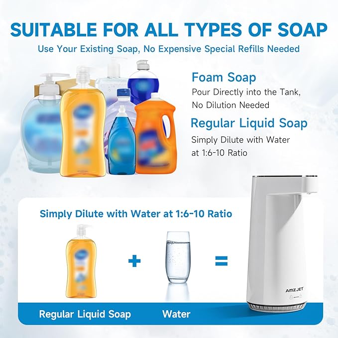 2026 Patent Edition Automatic Soap Dispenser Touchless, 300ml Hand Soap Dispenser with 4 Adjustable Foam Levels, IPX5 Waterproof Rechargeable Foaming Soap Dispenser for Kitchen & Bathroom