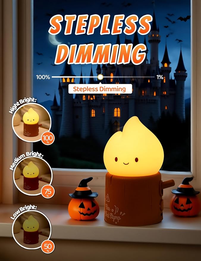 WANIDEA Flameless Candles Lamp, Cute Night Light,Torch Stump Light, LED Tea Lights Candles Rechargeable Night Light,Suitable for Kids lamp Bedroom,Outdoor,Camp, Gift, Christmas,Halloween