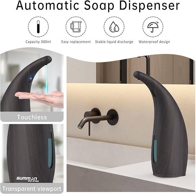Automatic Liquid Soap Dispenser,300ML Touchless 4 Gear Adjustable,Countertop Electric Battery Operated White Hand Soap Dispenser with Sensor for Bathroom,Kitchen,Office