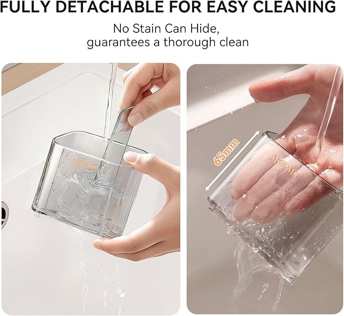 Toothbrush Holders with Drainage for Bathroom Countertop Organizer, 2 Slots Electric Toothbrush Holder Wall-Mount with Divider for Easy Clean, Tooth Brush and Toothpaste Holder for Bathroom Kitchen