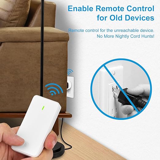 GreenCyle 4 Plug-in Light Switches with 1 Remote, Wireless Remote Control Light Bulb with Wall Switch, 15A/1500W, TUV List, No Wiring, 500ft RF Range, for Lamps, Household