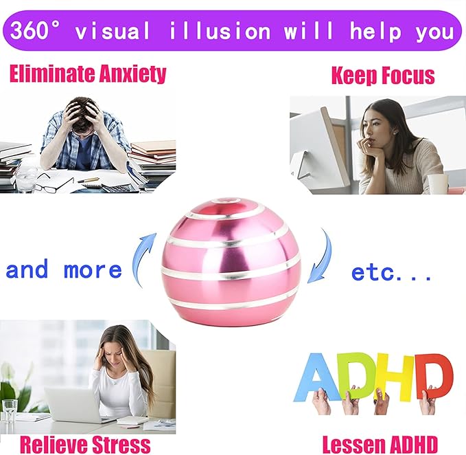 Desk-Fidget-Toys for Kinetic-Toy: Cool-Gadgets Cool-Stuff for Adults Kids Teens, Spinning Up to 180 Seconds, Stress Relief Toy for Optical-Illusion Gift for Office School Home Women Men