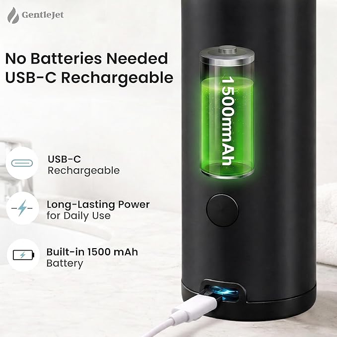 GentleJet OpalDrop Automatic Liquid Soap Dispenser for Kitchen Sink Touchless No-Drip Pump, USB-C Rechargeable, 304 Stainless Steel, IPX5 Water-Resistant, 270 ml