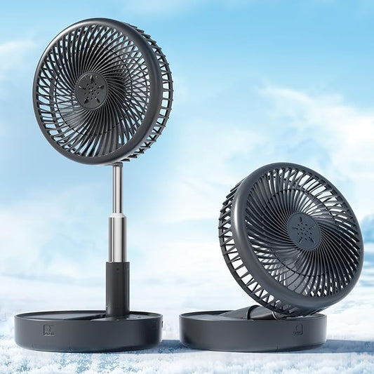 Primevolve Portable Fan,Battery Operated Rechargeable USB Fan with Remote, Foldable Floor Table Desk Pedestal Fan for Bedroom Camping Travel,Black 7.7"