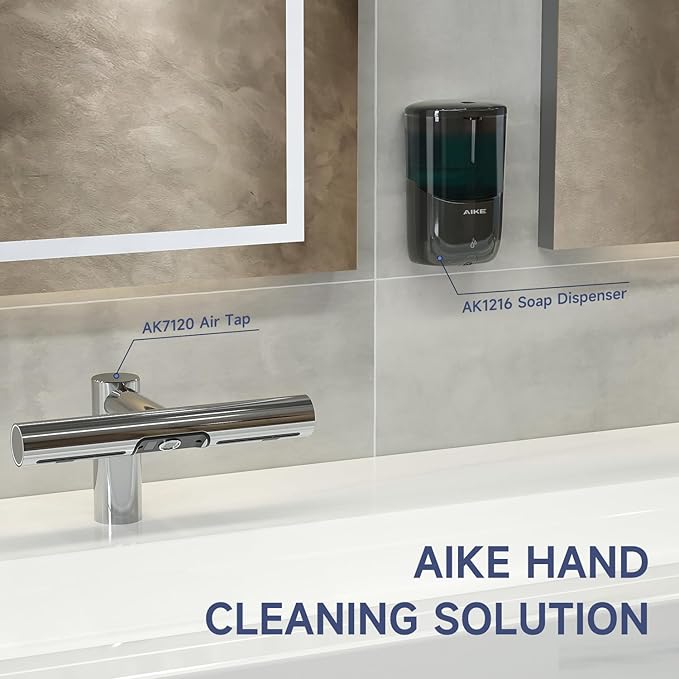 AIKE Liquid Automatic Wall Mount Soap Dispenser,Battery Operated Model AK1216,Black