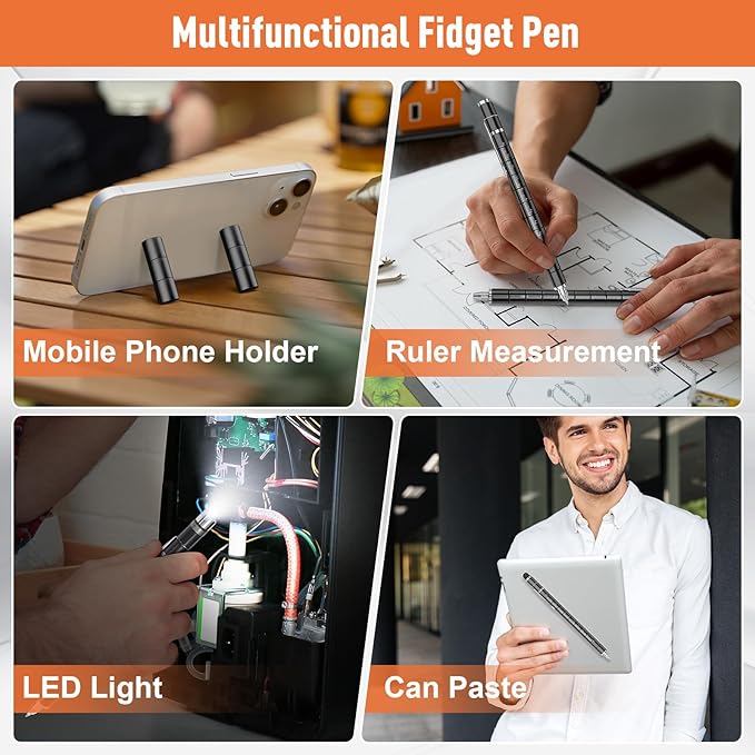 Dusor Gifts for Men Fidget Pen, Fathers Day Gift for Husband Dad Brother Boyfriend Multifunction Pen, Anniversary Birthday Fathers Day Gift from Daughter Son Wife, Cool Stuff Gadgets for Teens Boy
