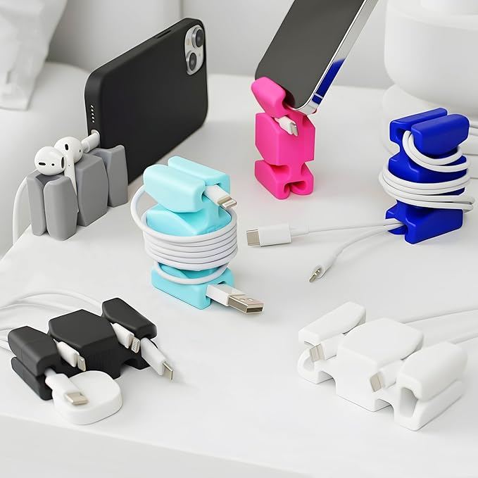 CordBrick 6PK Silicone & Steel Weighted Nightstand Cord Holders. Travel Phone Charger Organizers. Useful iPhone Accessories. Small Gifts for Men, College Students. Tech Gadgets for Teens. Assorted