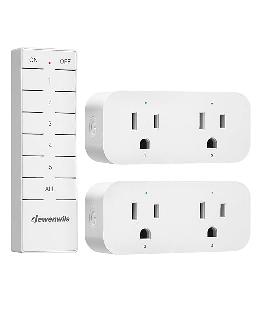 DEWENWILS Remote Control Outlet, Indoor Remote Outlet 2 Pack with 4 Independent Control & 1 All Control, Remote Outlet Switch for Lamp, Fan, Vacs, Light, 100FT Range, 15A/1875W