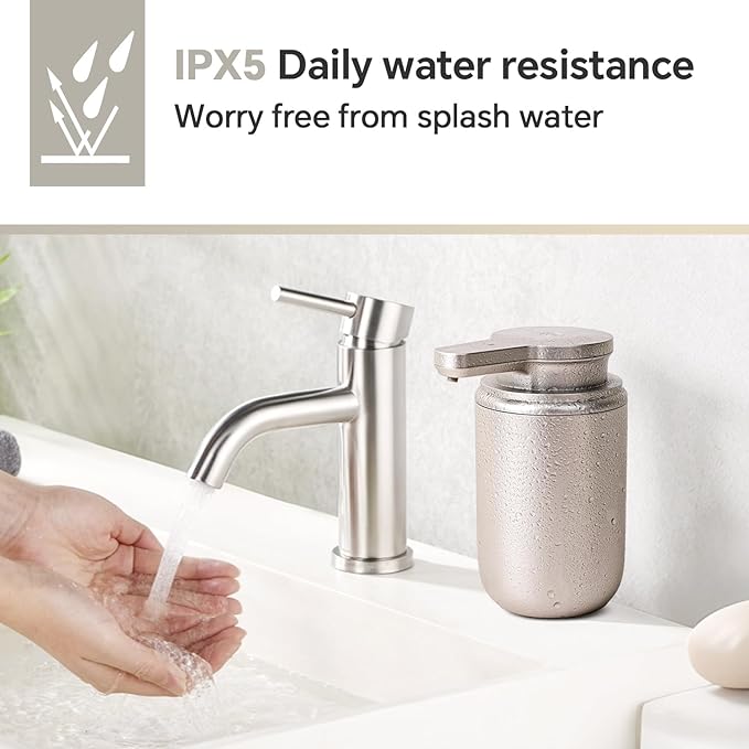 LAOPAO Automatic Liquid Soap Dispenser, Touchless Hand Soap Dispenser for Bathroom Kitchen ABS Rechargeable Soap Pump 10oz, Xmas Gift, Light Silver Plastic