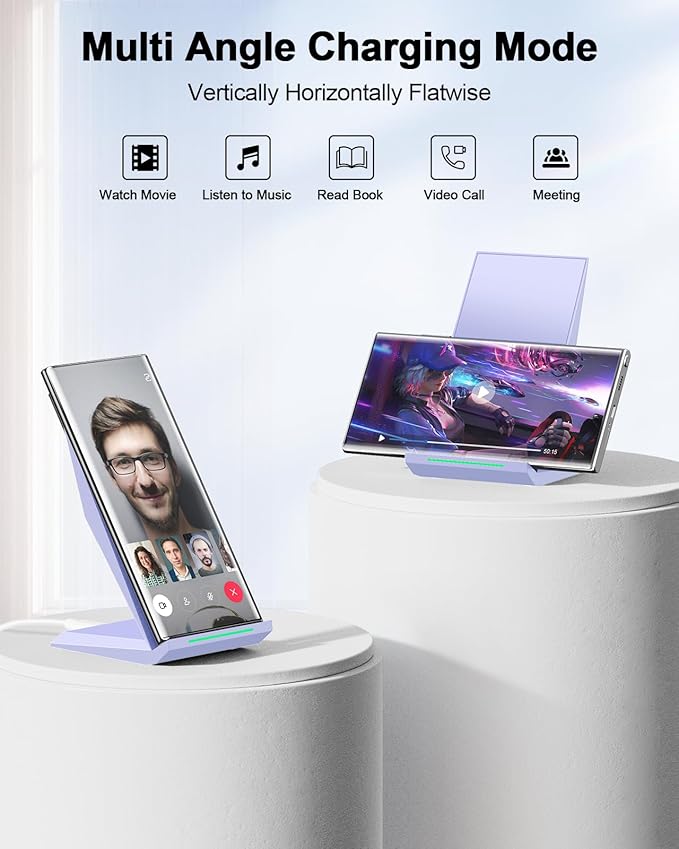 Fast Wireless Charger 2 Pack - NANAMI Wireless Charging Stand for iPhone 17/17 Air/16/15/14/13/12/12 Pro Max, Phone Charger Dock Compatible with Samsung Galaxy S26/S25/S24/S23/S22/S21,Pixel 6/5