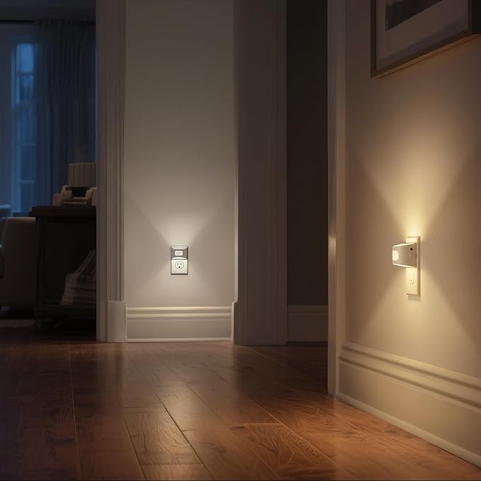 DORESshop LED Night Light[4 Pack], Night Lights Plug into Wall, 3 Color Temperatures Plug in Night Light with Motion Sensor, Dusk to Dawn Sensor, Nightlights for Adults, Bedroom, 3CCT, White Cover
