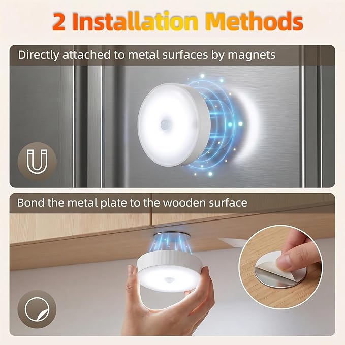 Under Cabinet Lighting 5Pack, 3.5" Wireless Closet Lights, 2000mAh Rechargeable Puck Lights, Motion Sensor Light Indoor, Magnetic Under Counter Lights for Kitchen, Pantry, Stairs (Cool White)