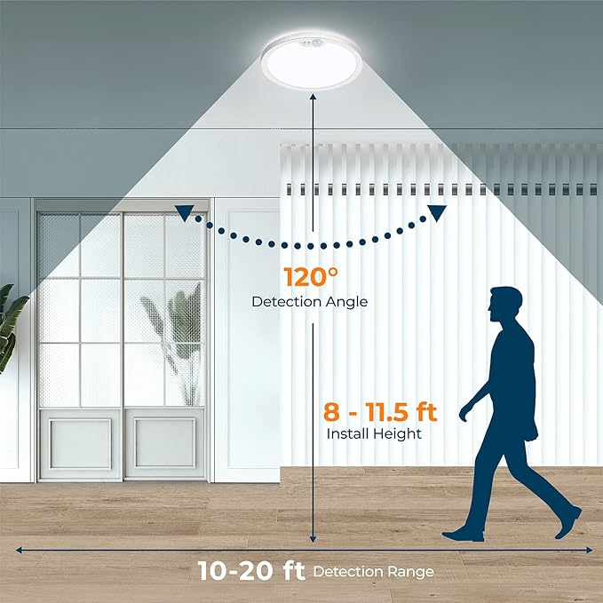 BLNAN 2Pack Motion Sensor LED Ceiling Light, 12 Inch Wired Flush Mount Ceiling Light 3000K 4000K 5000K, Motion Activated Light with Timer for Hallway Stair Walk-in Closet, Non-Dimmable
