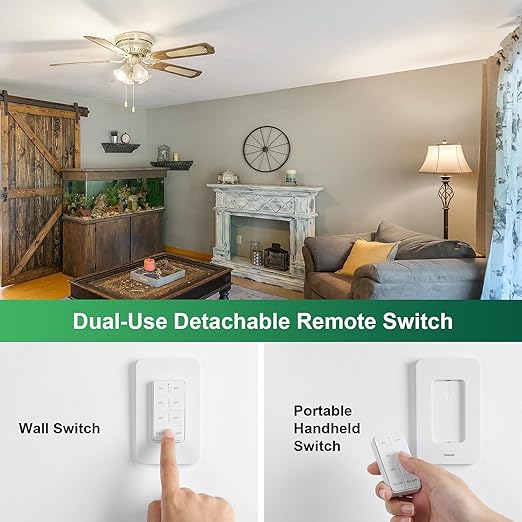 Remote Control Light Bulb Socket, 200FT Long Range Wireless Light Switch, Remote Light Socket for Pull Chain Light Fixture, No Wiring Needed (1 Wall Mounted Switch and 2 Sockets)
