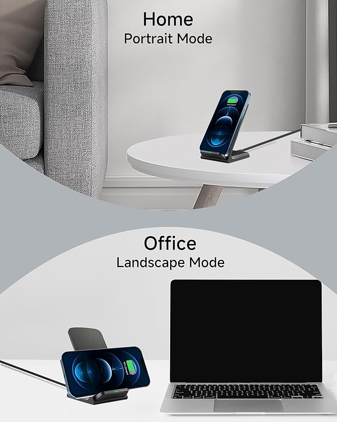 Wireless Phone Charger, 15W Fast Qi Wireless Charge Stand for iPhone 17 Pro Max 16 15 14 13 12 Plus 11 Samsung Galaxy S26 Ultra Z Note Pixel 10 (Classic Black)