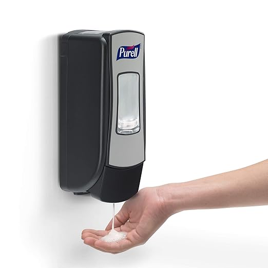 PURELL ADX-7 Push-Style Hand Sanitizer Dispenser, Chrome/Black, for PURELL ADX-7 700 mL Sanitizer Refills (Pack of 1) – 8728-06