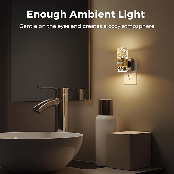 L LOHAS LED Motion Sensor Night Light,Dimmable Night Lights Plug into Wall, 2 Pack Acrylic Nightlight with 0-100 LM Adjustable Brightness, 3000K Plug in Night Light for Bathroom Hallway