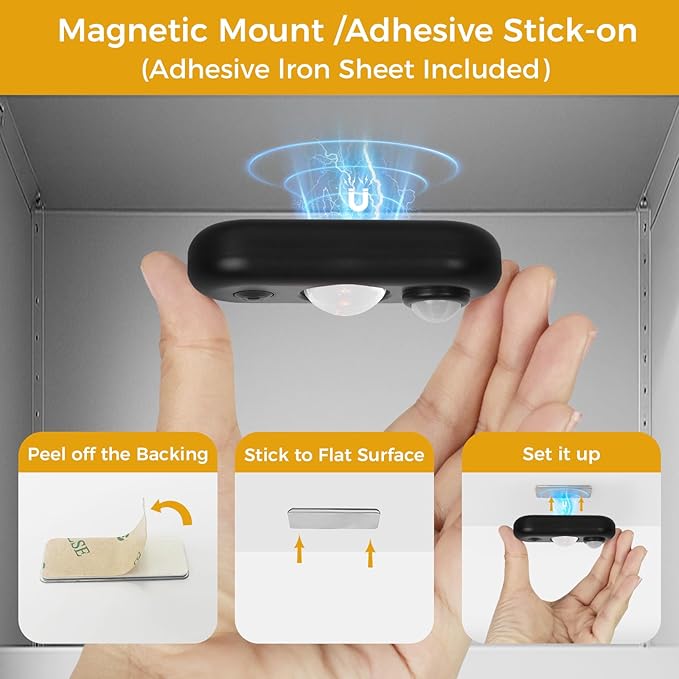 LED Motion Sensor Puck Lights, Small Rechargeable Under Cabinet Light, Dimmable Warm White Closet Lights, Wireless Under Cabinet Lighting for Drawer, Kitchen (4 Pack)