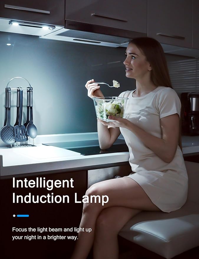YIGER Under Cabinet Lights, Wireless Motion Sensor Light Indoor,10in LED White Lighting Rechargeable Battery Operated,4 Modes Night Light, Stick-On Magnetic Closet Lights for Kitchen, Hallway(2 Pack)