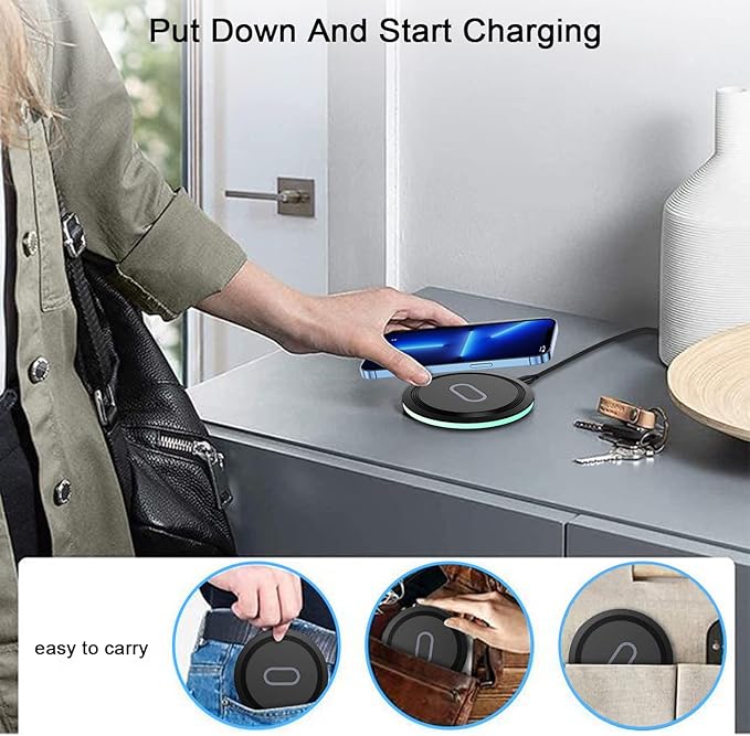 Wireless Charger Samsung Fast Charging Pad for Samsung Galaxy S26/S25 Ultra/S24 FE/S23 Ultra/S22/S21/Z Flip 6 5,15W Wireless Charging Station Charger Mat and QC Adapter for Google Pixel 10 9 8a 7a