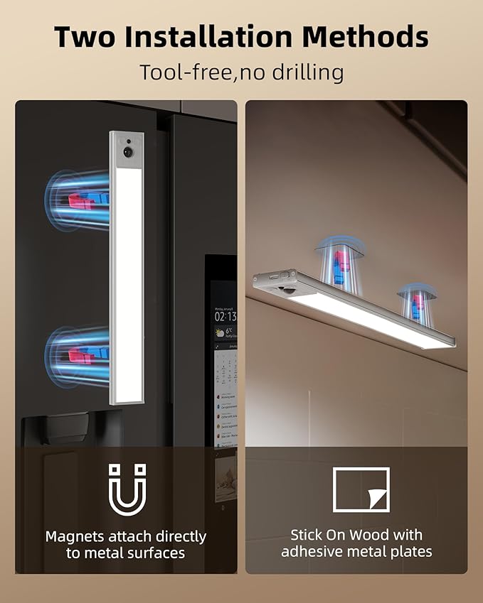 EZVALO 5-Pack Under Cabinet Lighting, 4000mAh Rechargeable Motion Sensor Light, 16.5inch Magnetic Closet Lights with Dimmable & 3 Color Temps, Wireless Motion Activated Lights with Remote for Kitchen