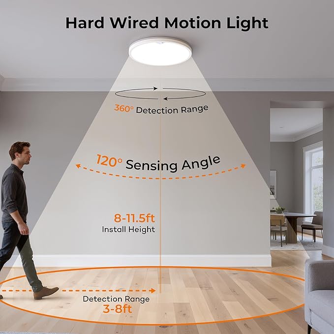 Annaror Motion Sensor Ceiling Light with Remote, Wired Motion Sensor Light Indoor 3000K 4000K 5000K, 2000K Nightlight 2400LM Motion Activated Light with Timer for Closet Hallway Laundry Stairs 12in