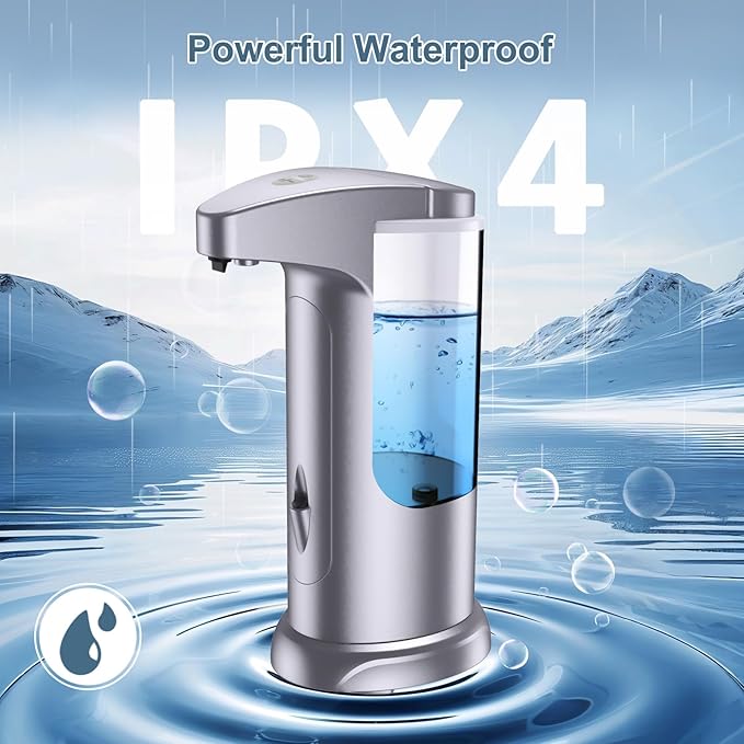 12.5oz Automatic Liquid Soap Dispenser, Touch-Free Battery Operated Adjustable Soap Dispensing, Volume Premium for Kitchen Bathroom Toilet