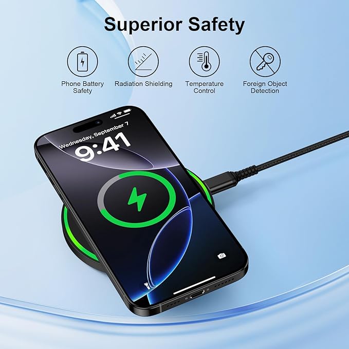15W Wireless Charger Fast Charging Pad, Android Wireless Charging Station for Samsung Galaxy S26 Ultra S26 S25 Ultra S24 FE S23, razr/Razr+ 2025/Edge 2025/Moto G Stylus 2025, Google Pixel 10 Pro XL/9a