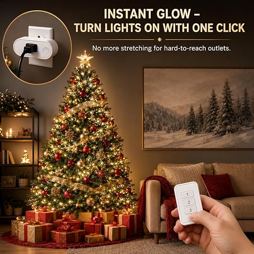 Remote Control Outlet: Wireless Light Switch with Wall Plate — Long Range — Plug in On Off Switch for Lights & Small Appliances — 1 Remote for 3 Outlets — no Wiring