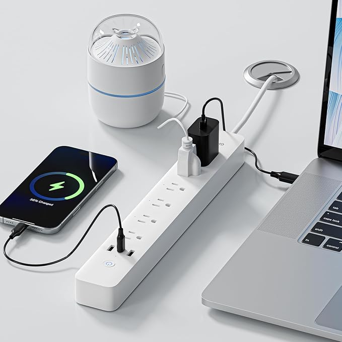 GHome Smart Power Strip, WiFi Surge Protector with 6 Individually Controlled Outlets, 3 USB Ports, Compatible with Alexa & Google Home