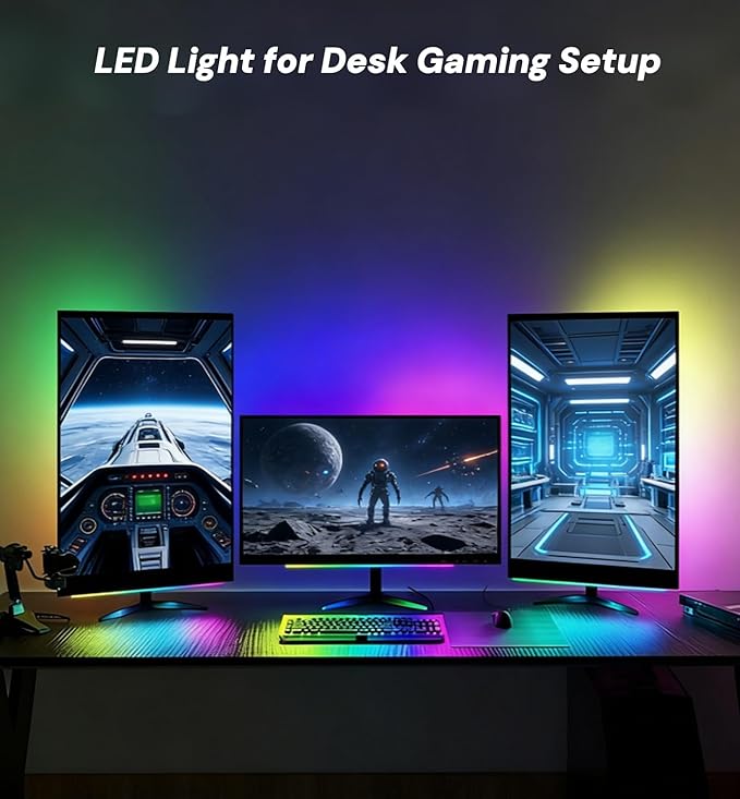 RGB Light Bar with Color Memory & Dimmable Brightness for Monitor/Desk, Under Cabinet Lights with 8 Colors & Dynamic Modes, Magnetic Installation for Kitchen, Room, Shelf, USB Powered