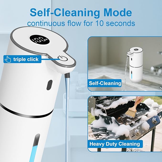 OHIFAST Automatic Liquid Soap Dispenser Touchless, USB Rechargeable Smart Hand Soap Dispenser, 6-Level Adjustable, 12.8oz/380mL Wall Mounted for Bathroom Kitchen Accessories Dish Soap-White