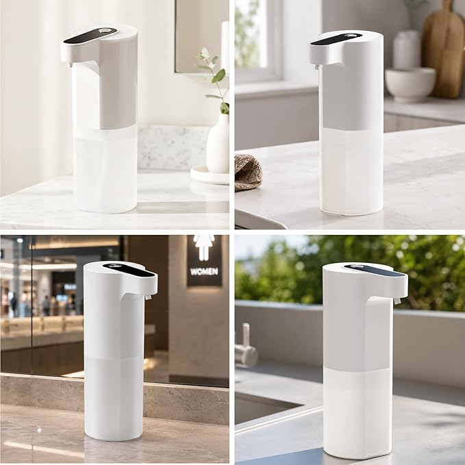 Automatic Soap Dispenser Touchless, Liquid & Foaming Soap Dispensers, USB Rechargeable Smart Hand Soap Dispenser, 3-Level Adjustable, 12.2oz/360ml (2 Pcs Foam Set White)