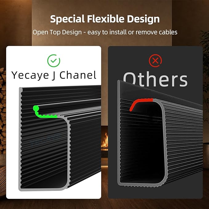 YECAYE 6 Pack Cable Management, Cord Organizer, Cable Organizer, Adhesive Mount Cord Organizer for Desk, No-Drill Desk Wire Management for Home Office, Baby proofing, Black