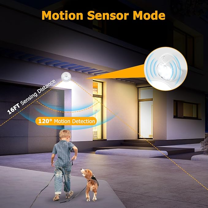 Motion Sensor Outdoor Lights - Outdoor Motion Sensor Light Battery Operated Wireless Spotlight Motion Detector Security Light Auto On Off for Porch Stair Hallway Garage Wall Shed (1 Pack)
