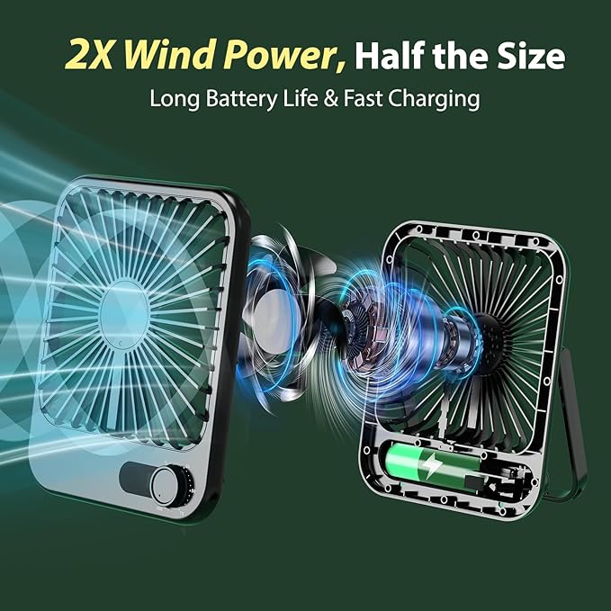 Portable Fan Rechargeable- Small Mini Desk Fan 100 Speed Wind Adjustable, Mini Silent Battery Powered Personal Desktop Fan for Bedroom Bedside, Office, Travel Essentials