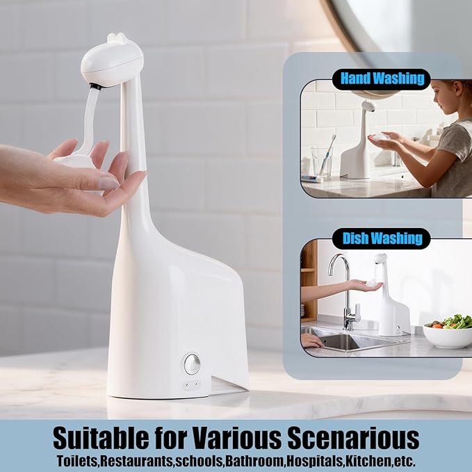 Automatic Foaming Soap Dispenser,10oz/300ml Touchless Smart Dispenser,Rechargeable Electric with 3-Level Adjustable Foam,IPX5 Waterproof for Bathroom Kitchen,White