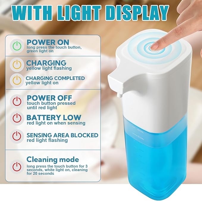 4 Pack Automatic Soap Dispenser Touchless Foaming Soap Dispenser 18.5oz/550ml 4-Level Adjustable Waterproof USB Rechargeable Dispenser Electric Wall Mounted for Bathroom Kitchen Dish Hand Soap