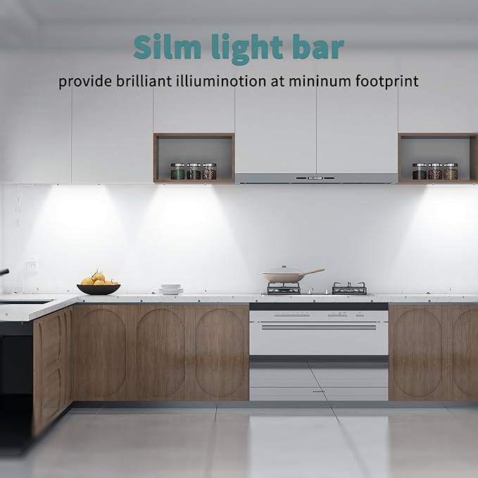 ASOKO Dimmable Led Under Cabinet Lighting for Kitchen - 6 Pcs 12 inches Linkable Led Counter Light Bars, Cold White 5000K,DC24V,18W