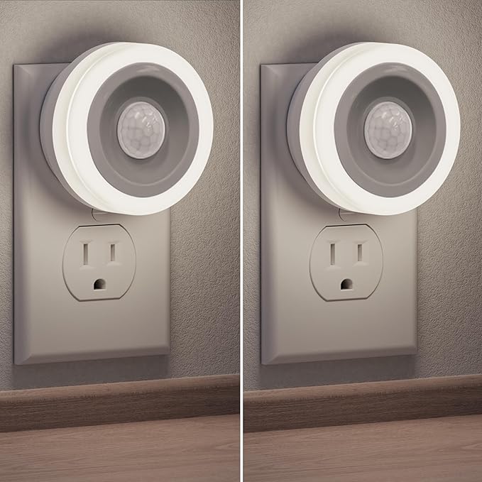Briignite Motion Sensor Night Light, [2 Pack] Night Lights Plug into Wall, Auto On/Off Motion Activation Nightlight, Energy-Saving 0.6W LED, Daylight White, Ideal for Kids, Bedroom, Bathroom