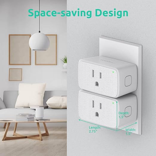VOCOlinc Homekit Smart Plug Works with Alexa, Apple Home, Google Assistant, WiFi Smart Plug That Work with Alexa, Electrical Timer Outlet Support Siri, No Hub Required, 15A, 2.4GHz, 110～120V 4 Pack