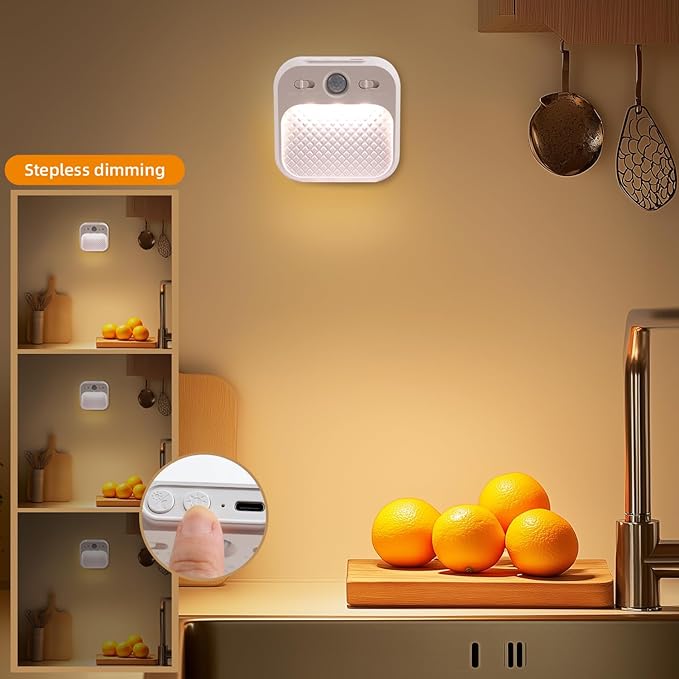 Motion Sensor Night Light 6 Pack, Rechargeable Magnetic Night Light with 3 Color Temperatures & Stepless Dimming, Timer Function, Soft Downward Anti-Glare Light for Hallway Stairs Closet Bedroom RV