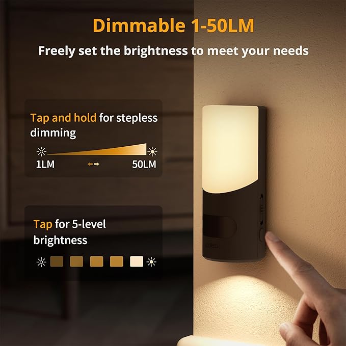 Lyridz Motion Sensor Wall Sconce (2 Pack), Up & Down Dual Beam Night Light, 270-Day Battery Life, Wireless Magnetic Stick-on Hallway Lights, Dimmable LED for Stair, Bedroom, Bathroom (Warm White)