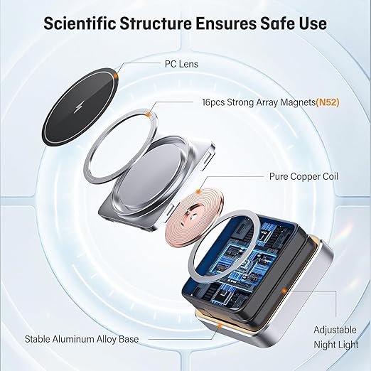 Wireless Charging Station 3 in 1 for Apple Devices, Foldable Magnetic MagSafe Charger Stand, Portable Fast Travel Charger for iPhone 17 Pro Max/ 17 Air/16/15/14/13/12/11/Apple Watch Series/Airpods